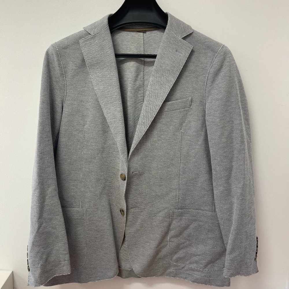 Eleventy linen blend Made in Italy light gray slim cut sports coat / blazer